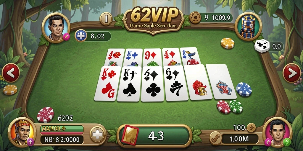 Tampilan gameplay 62VIP yang menarik dalam permainan Gaple.