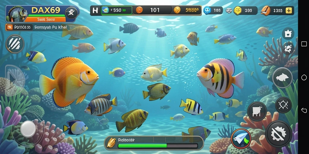 Tampilan gameplay DAX69 yang penuh aksi Tembak Ikan.