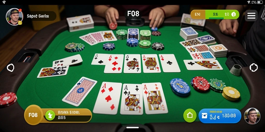 Tampilan gameplay F08 yang seru dan interaktif di dalam permainan Gaple.