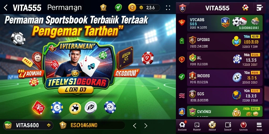 Tangkapan layar VITA555 menunjukkan tampilan menarik saat bertaruh pada olahraga.